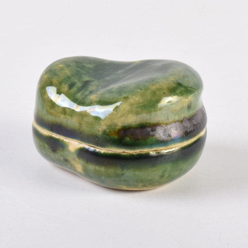 茶道具　桃山窯造　御題　笑み香合　共布共箱　C　8393