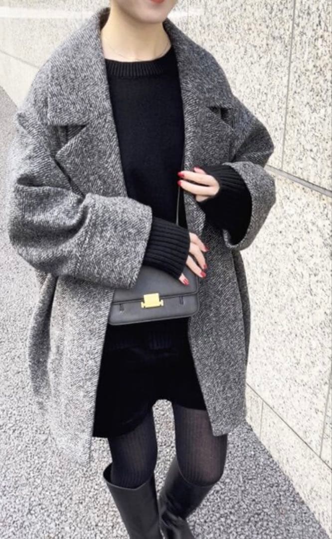 spick&span Wスライバーヘリンボーンミドルコート