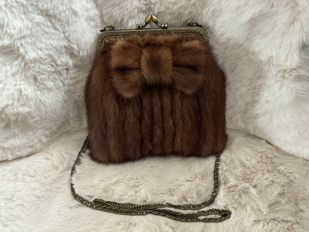 未使用/リアルブラウンミンクファー♪ショルダーバッグ