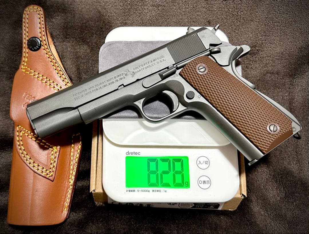 WA M1911A1 コルト ガバメント ガスブローバック 革製ホルスター付き