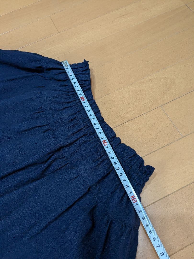 久留米絣　手織り　ネイビー フレアスカート 切り替え　藍暦　AIGOYOMI