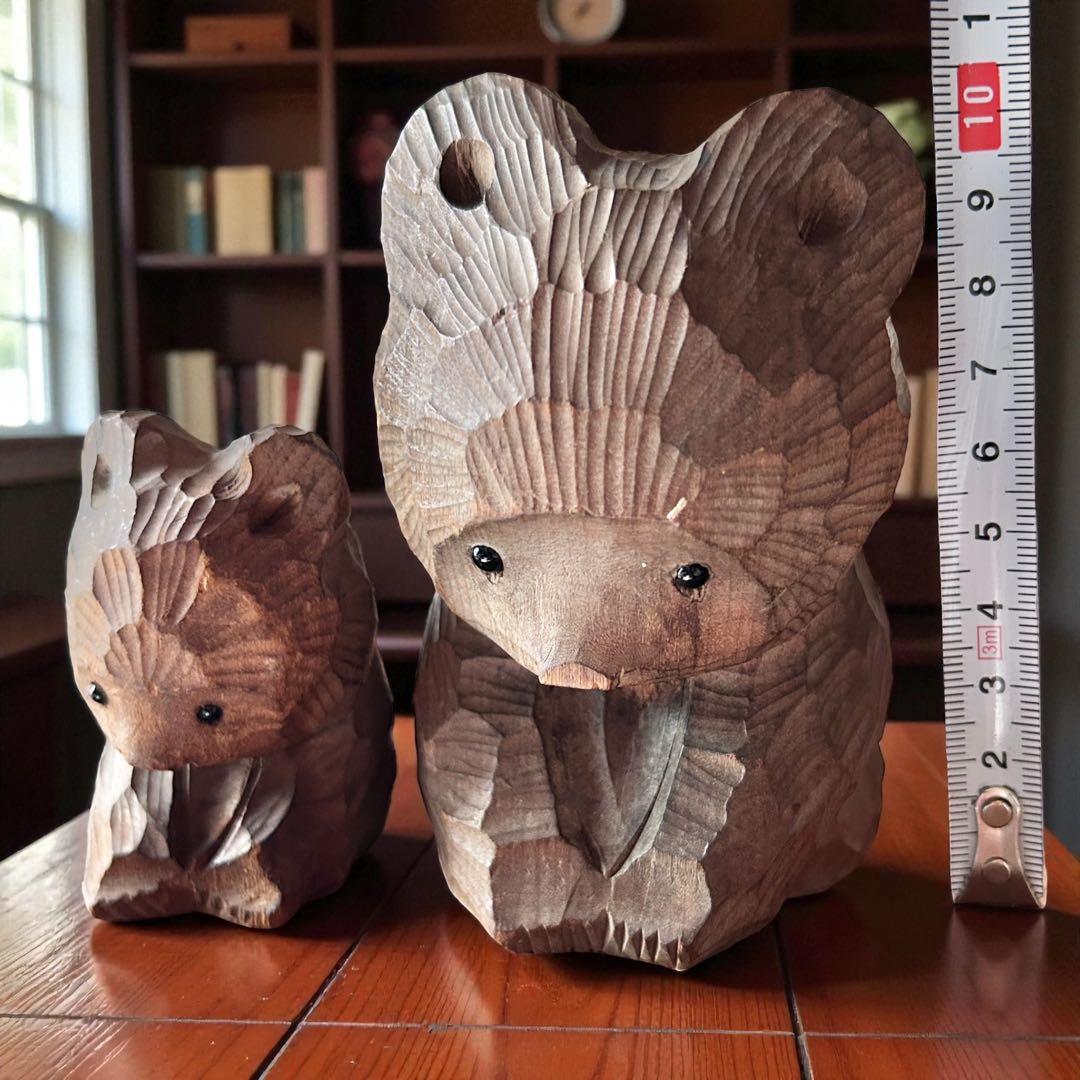 ガラス目 熊ボッコ×2 熊彫アイヌ民藝 ウポポイ オロッコ ウィルタ 郷土玩具