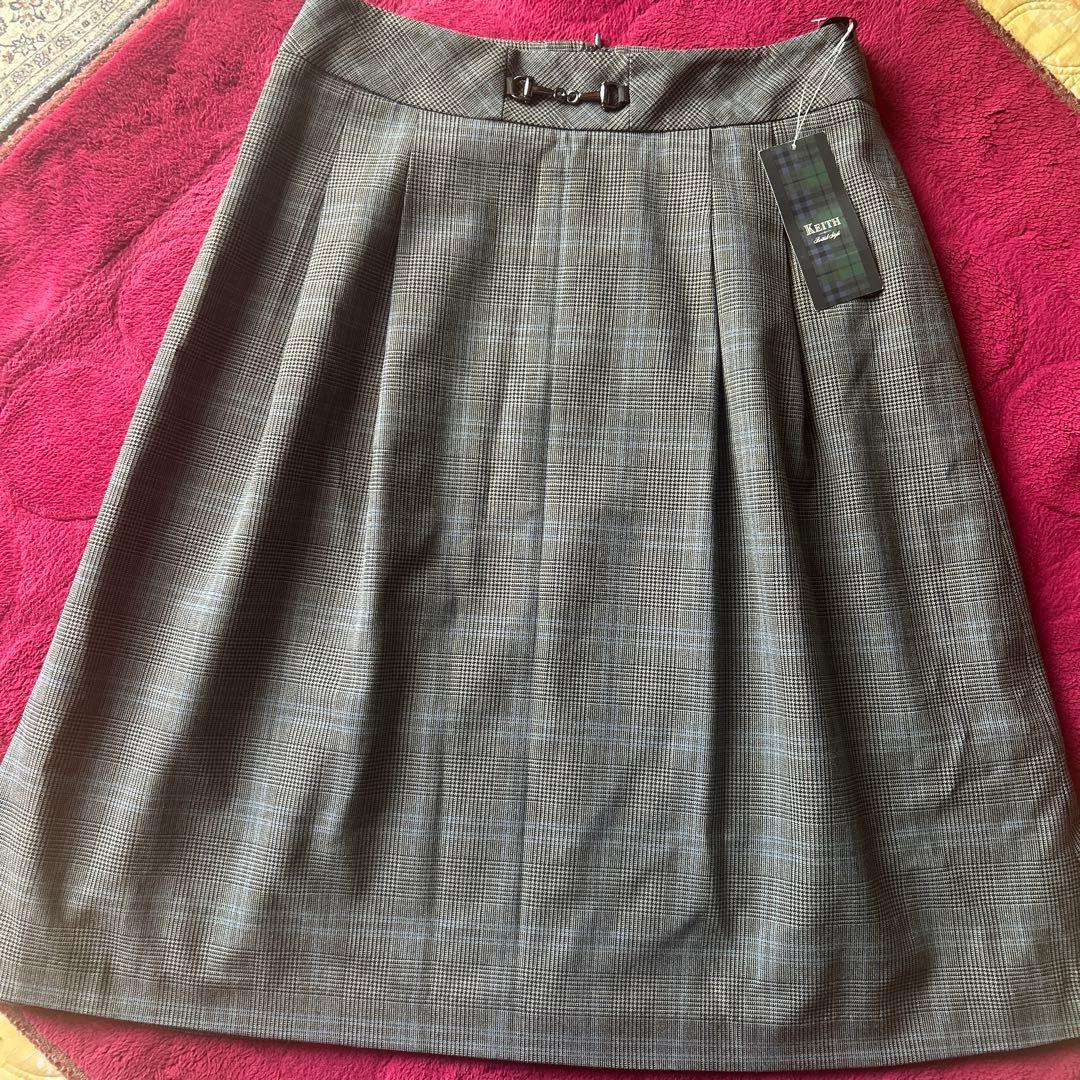 KEITH グレー チェック柄スカート 新品タグ付き