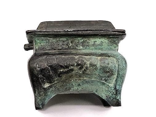 【 東周青銅香炉 】　方形獣胴四つ足　骨董・古玩　蔵出