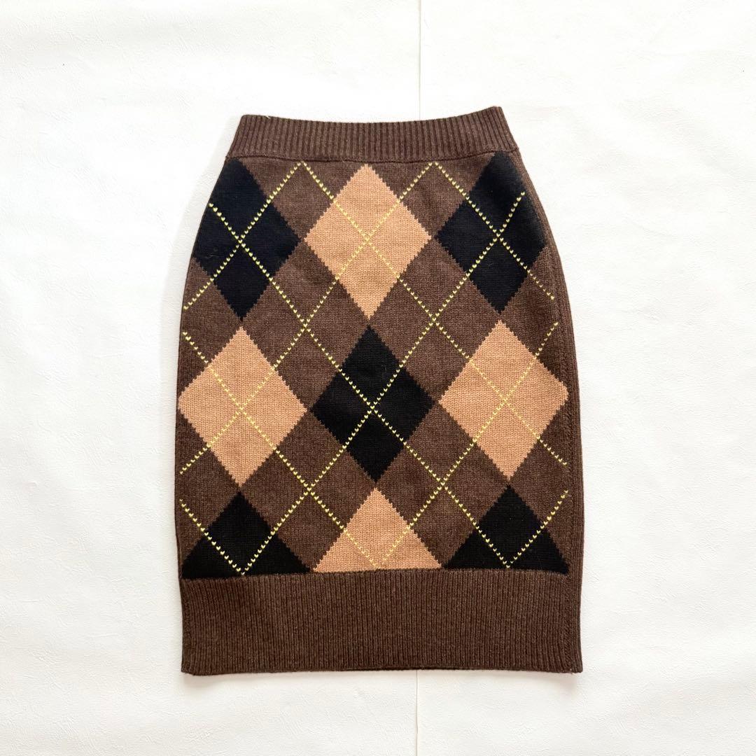 新品　バーバリー　現行タグ　ニット　ペンシルスカート　アーガイル　カシミヤ混