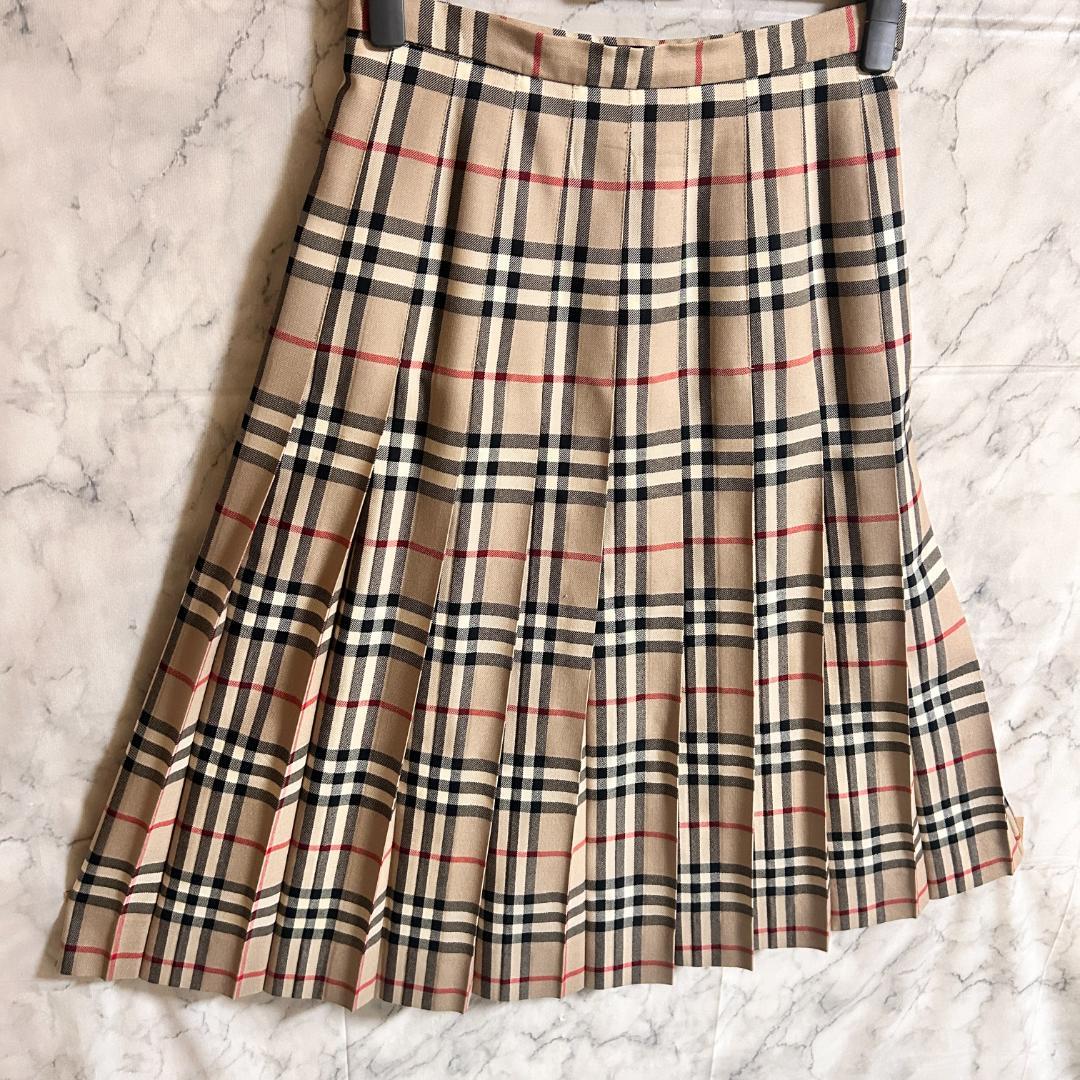 BURBERRYS バーバリー プリーツスカート ノバチェック ベージュ ウール