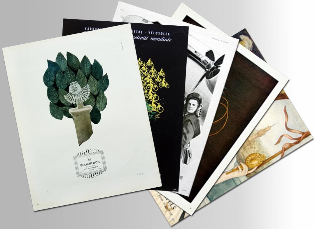 フランスの雑誌からのヴィンテージ広告　5種類／10アイテム