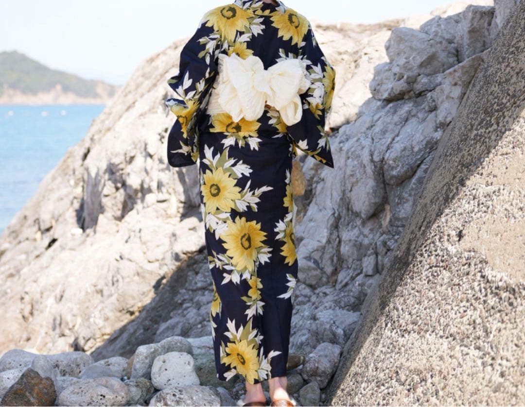 utatane ひまわりデザイン 浴衣 兵児帯 セット 2点セット