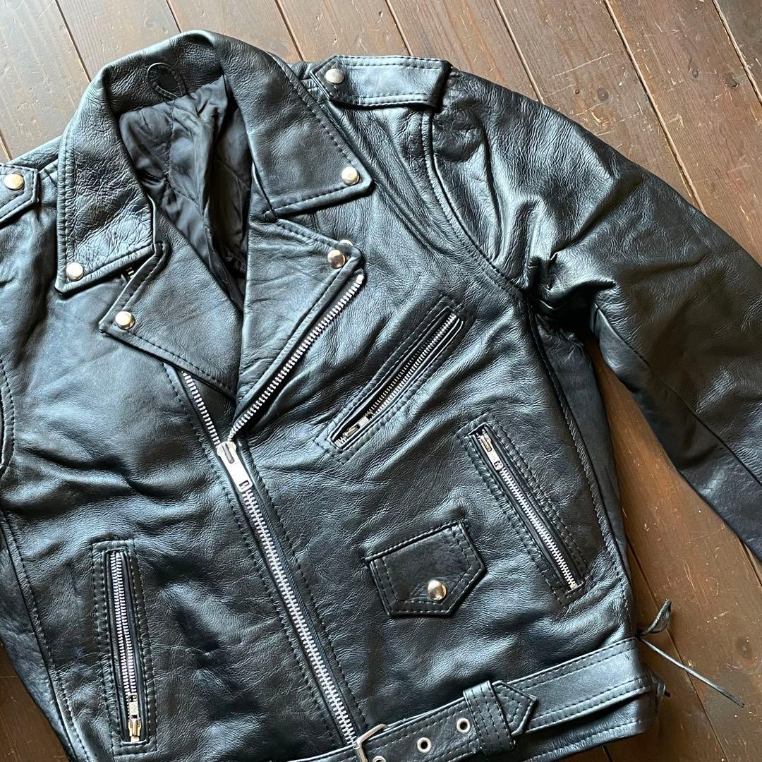 ■439 80年代ヨーロッパ ヴィンテージ古着 レザーライダースジャケット