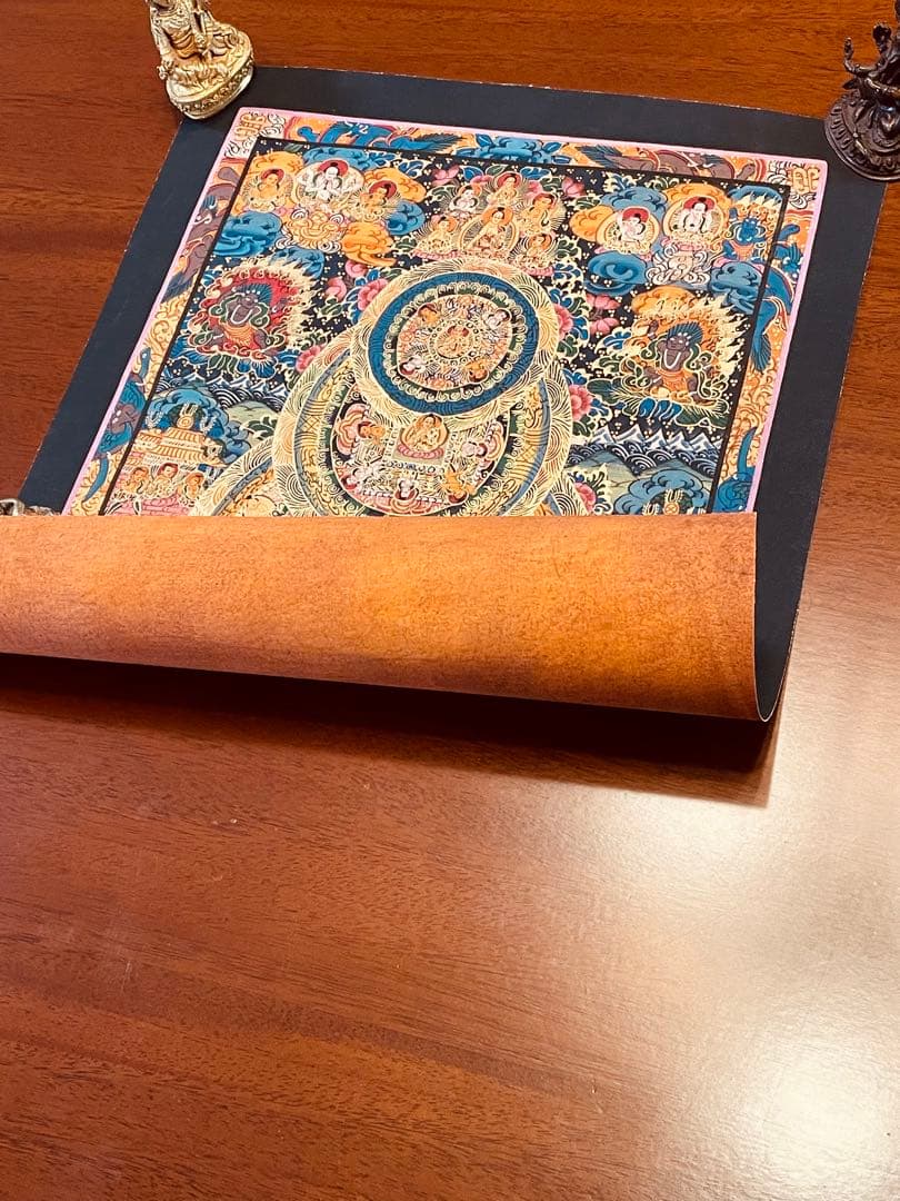 チベット密教 手描き曼荼羅（マンダラ）タンカ 新品・一点物 肉筆画 D4