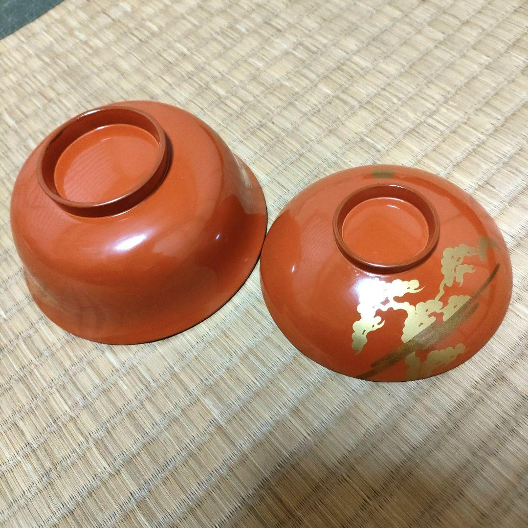 明治42年 吸物椀 20客 外朱内黒 金蒔絵 共箱付 漆器 金彩 時代物 汁椀