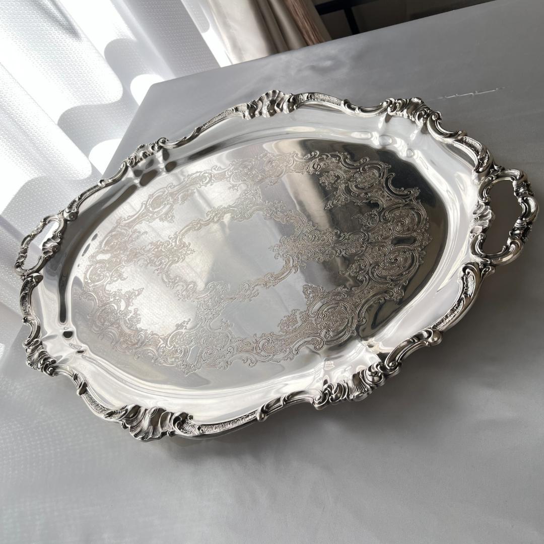 【Gorham】ギャラリートレー【シルバープレート】67cm 特大型