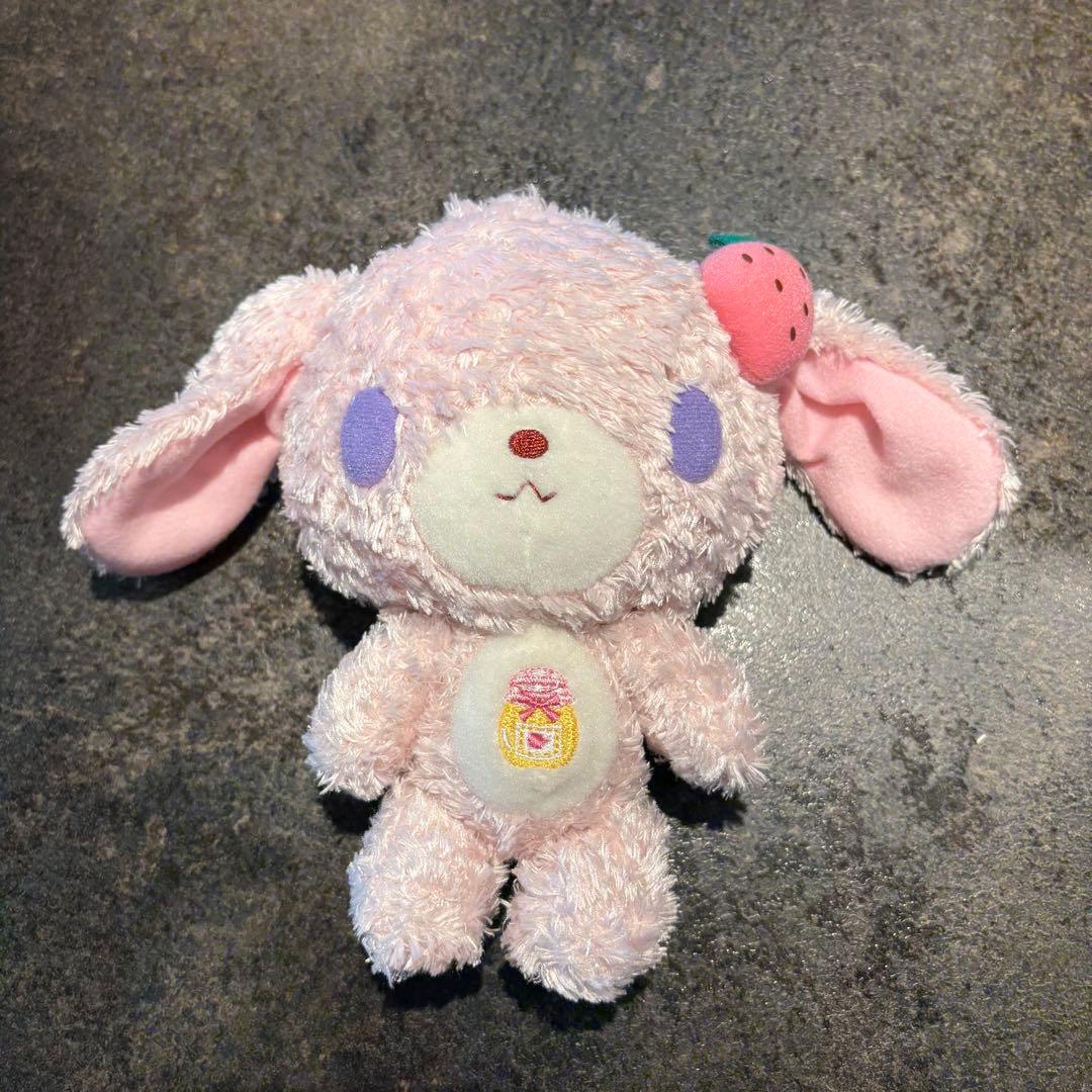 サンリオ シュガーバニーズ ぬいぐるみ　ストロベリーうさ 刺繍　当時物　レア