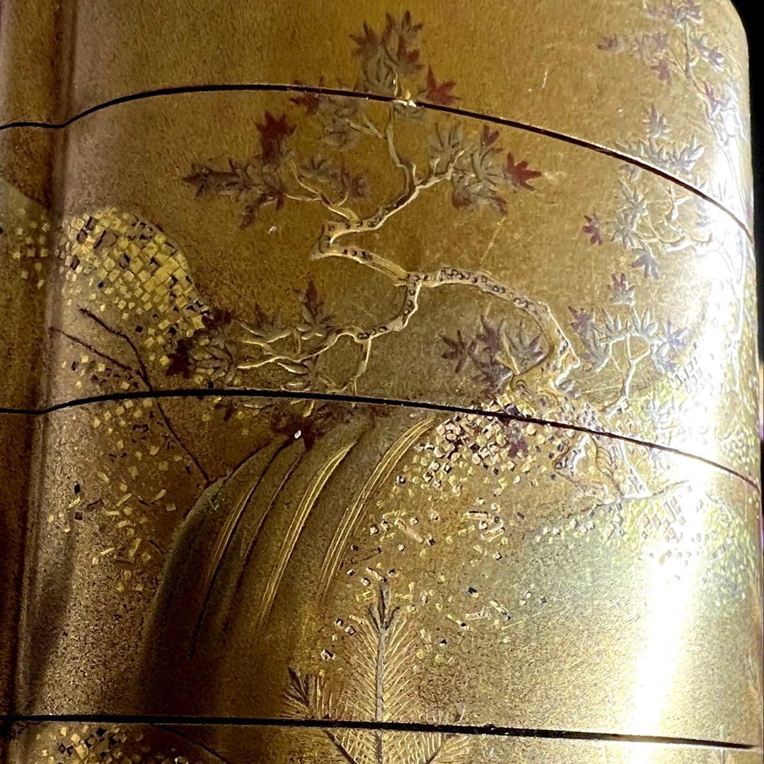 梶川作　極上蒔絵印籠　蓋無木箱付　71g 東Y7-0710⭐︎2F