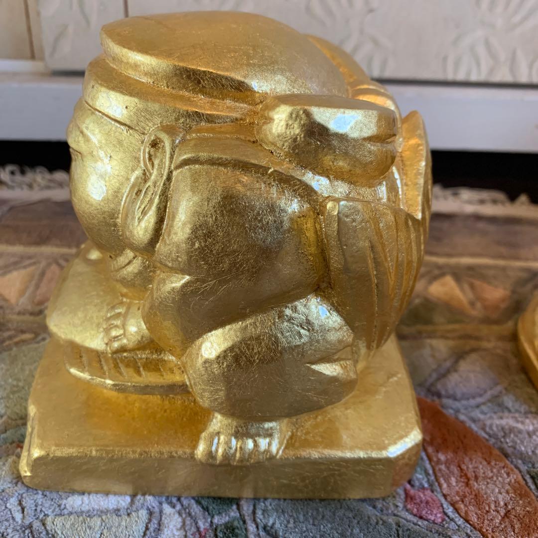 平櫛田中 満徳恵比寿尊 福聚大黒天尊 ブロンズ像 金 一対 福の神 保証書付き