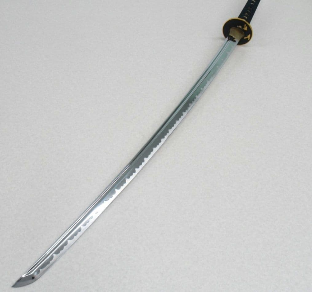 金龍図金縁黒丸鍔 本鮫 居合刀 模擬刀 美術刀