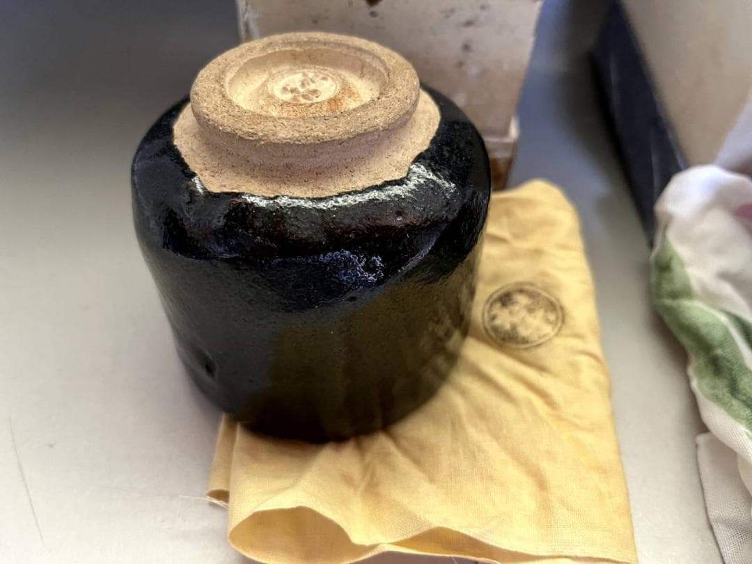 茶碗■黒楽 和楽 小茶碗 京焼 黒釉 小さい抹茶碗 お茶道具 時代物 骨董品■