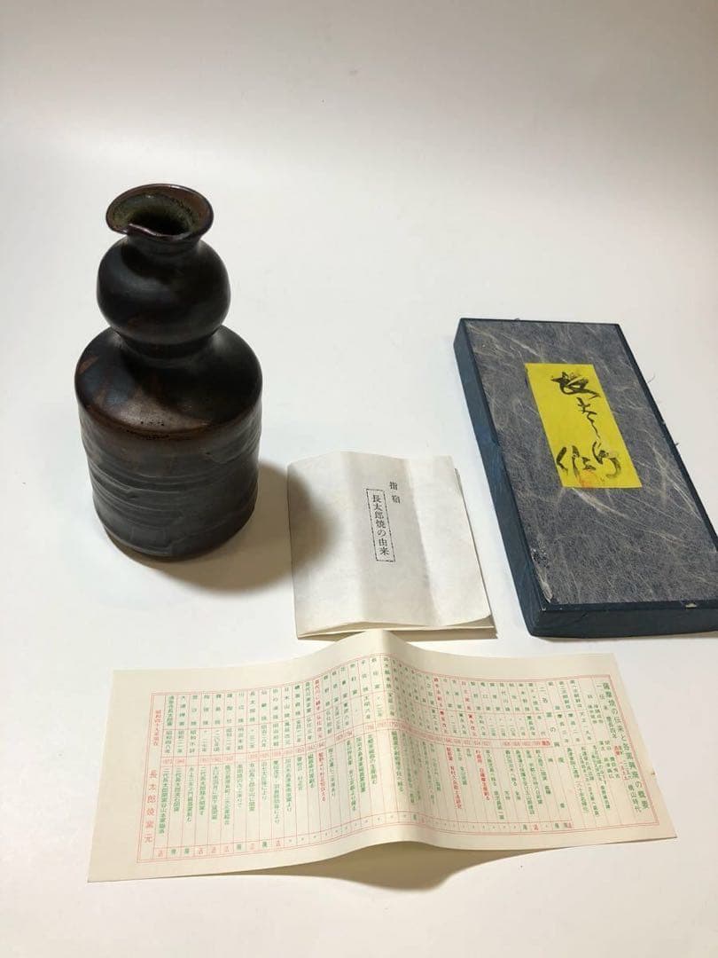 薩摩長太郎焼 角ひさご徳利】 三代長太郎 有山流石