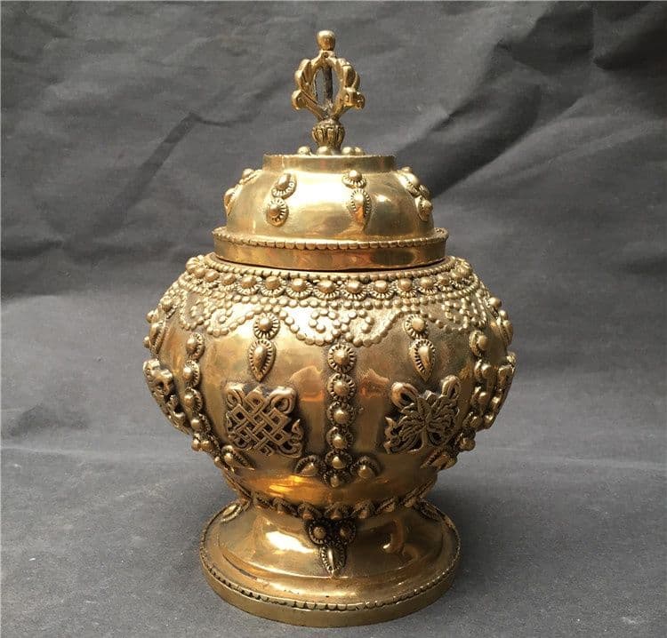 銅器 八宝缶 招財 聚宝缶 鎮宅 辟邪 開運 風水 置物 工芸品