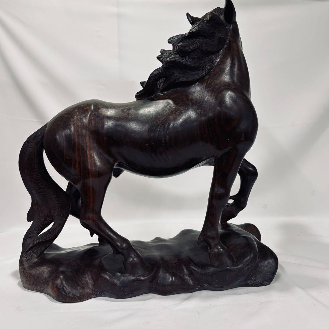 午年　木彫り 彫刻 置物 馬 女性像 セット 約60cm アンティーク オブジェ