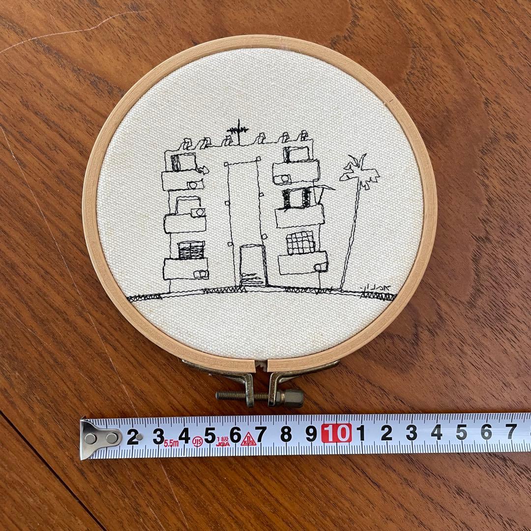 テルアビブ購入 一点物 刺繍アート バウハウス 直径14cm