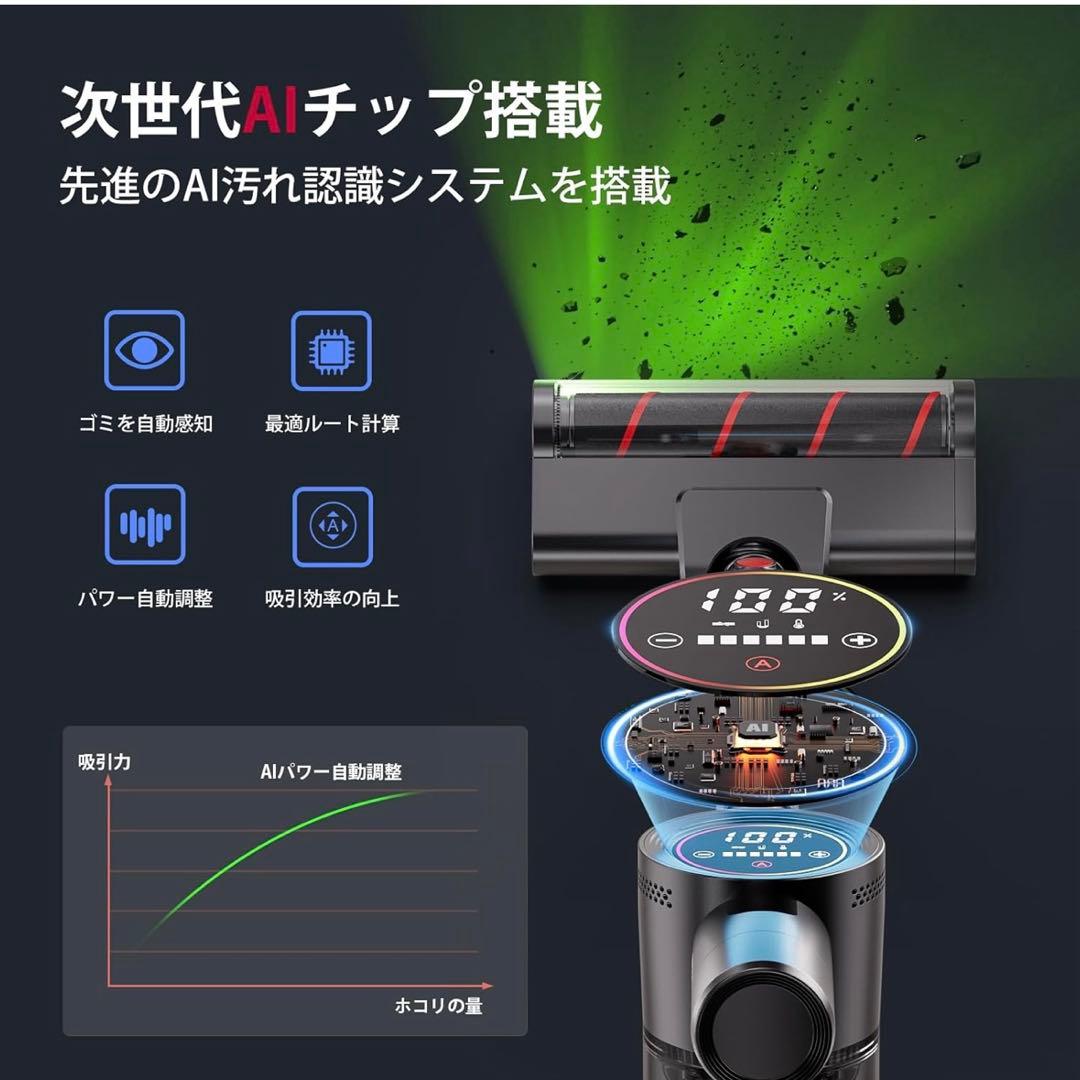 掃除機 コードレス 自走式 LEDライトLEDディスプレイ スティッククリーナー