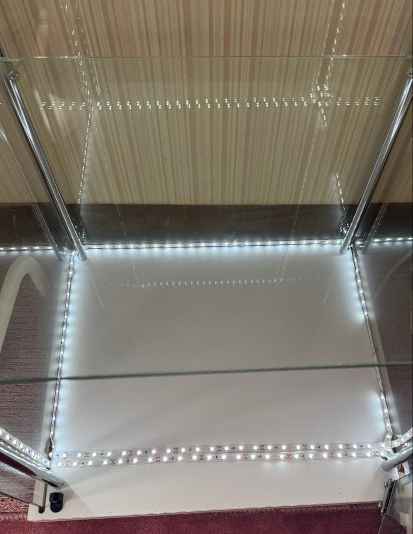 不二貿易 コレクションケース 4段 120cm ホワイト LEDテープ付き