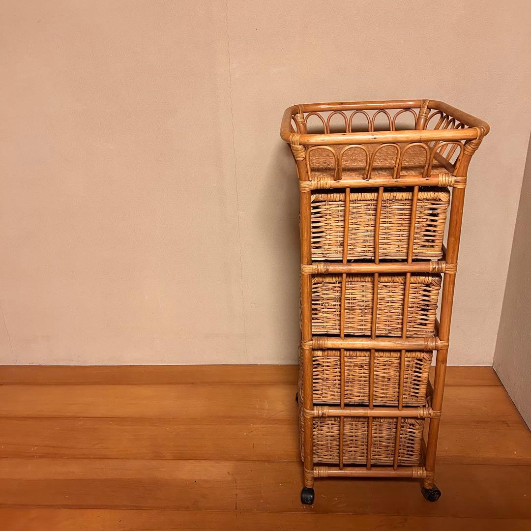 ラタン　ランドリーチェスト　棚