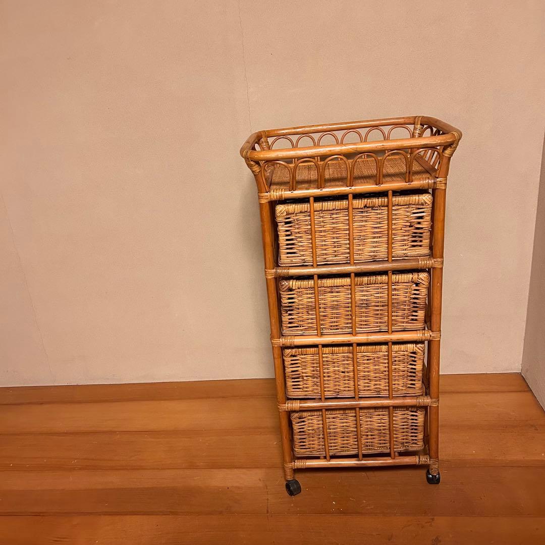 ラタン　ランドリーチェスト　棚