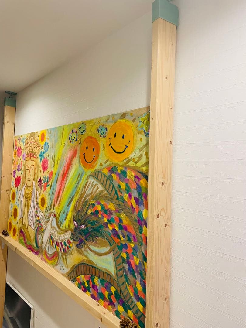 ⭐️龍　絵画　手書きアート　花　パワー元気な光　壁掛け絵