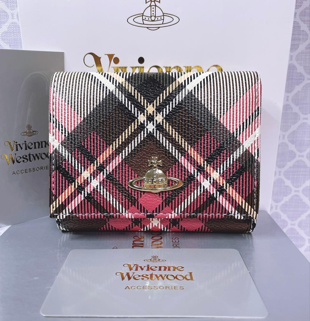【可愛すぎ♡新品】可愛い ヴィヴィアン・ウエストウッド 三折財布 チェック柄