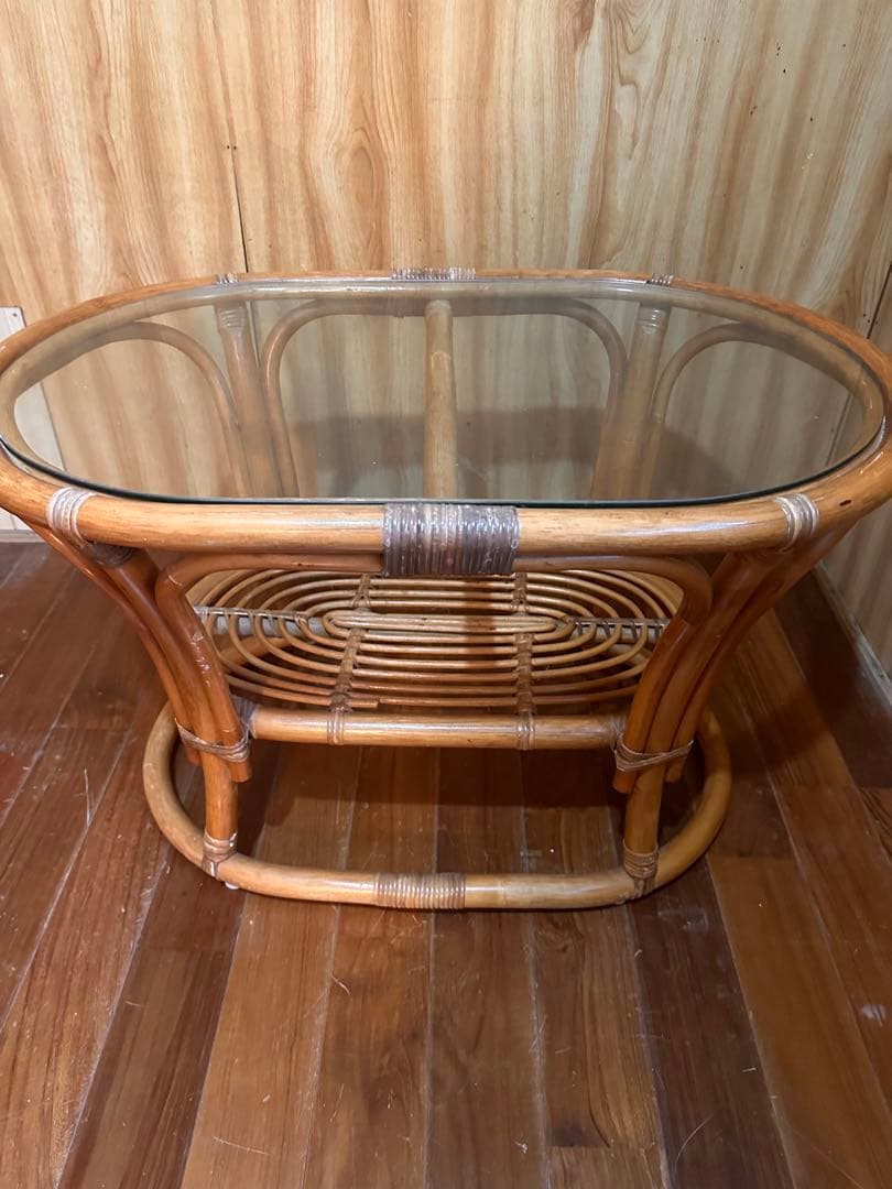 【送料込み】レトロテーブル ラタンテーブル 販売　アンティーク　ビンテージ