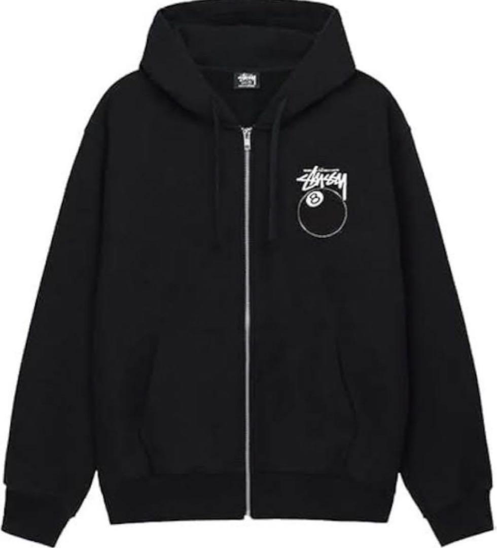 Stussy ブラック 8ボールパーカー フーディー