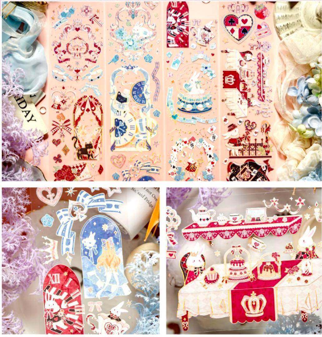 K151】海外PET マスキングテープ　マステ切り売り　アリス　祈愿Alice