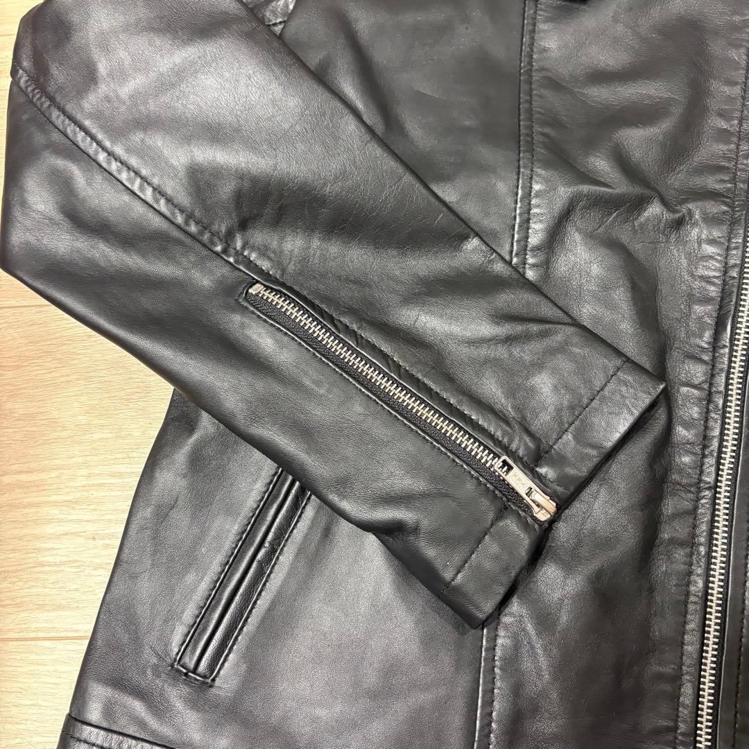 未使用品 JTPLEATHER 黒 シングル ライダース ジャケット M