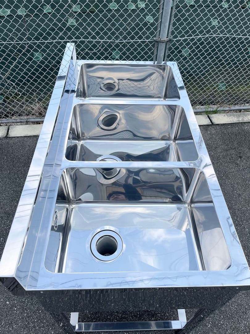 未使用 ステンレス3槽シンク 流し台 1200×600×800