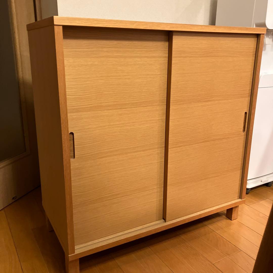 無印良品/オーク材/スライドドアキャビネット