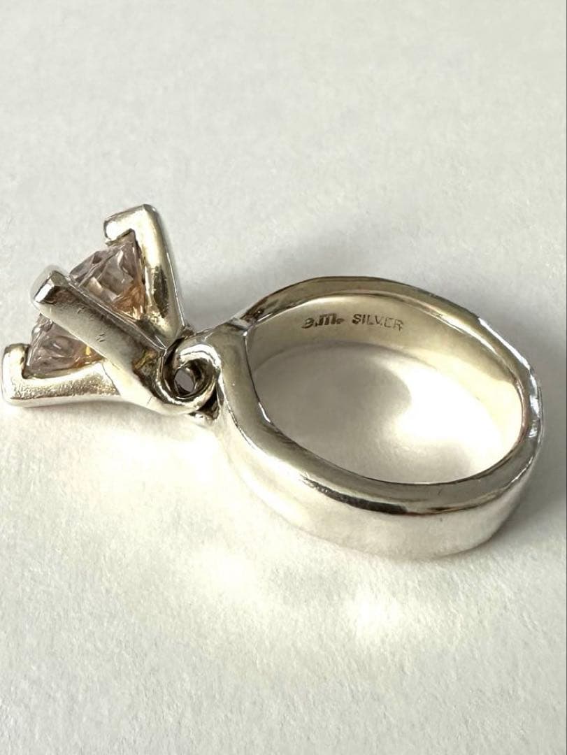 e.m. 15号サイズ シャンパンゴールドジルコニア シルバー 925リング