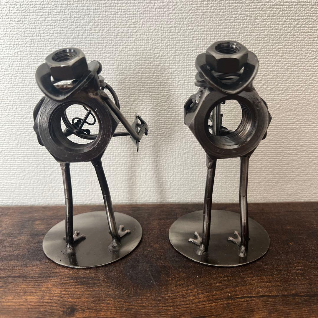 カエルの置物　ブリキ　ボルト　音楽隊　ジャンクアート　7体