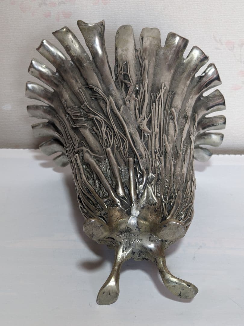 ♦西洋ヴィンテージ 純錫製フラワーベース 花器 花活け 美術工芸 骨董