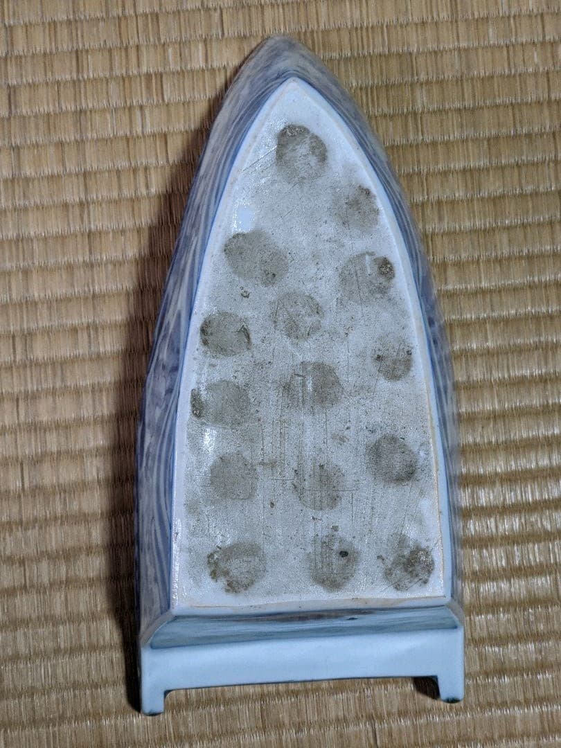 ♦江戸時代 瀬戸焼磁器 染付波千鳥貝尽くし紋 船 盃洗 骨董品 遺品少数レア物