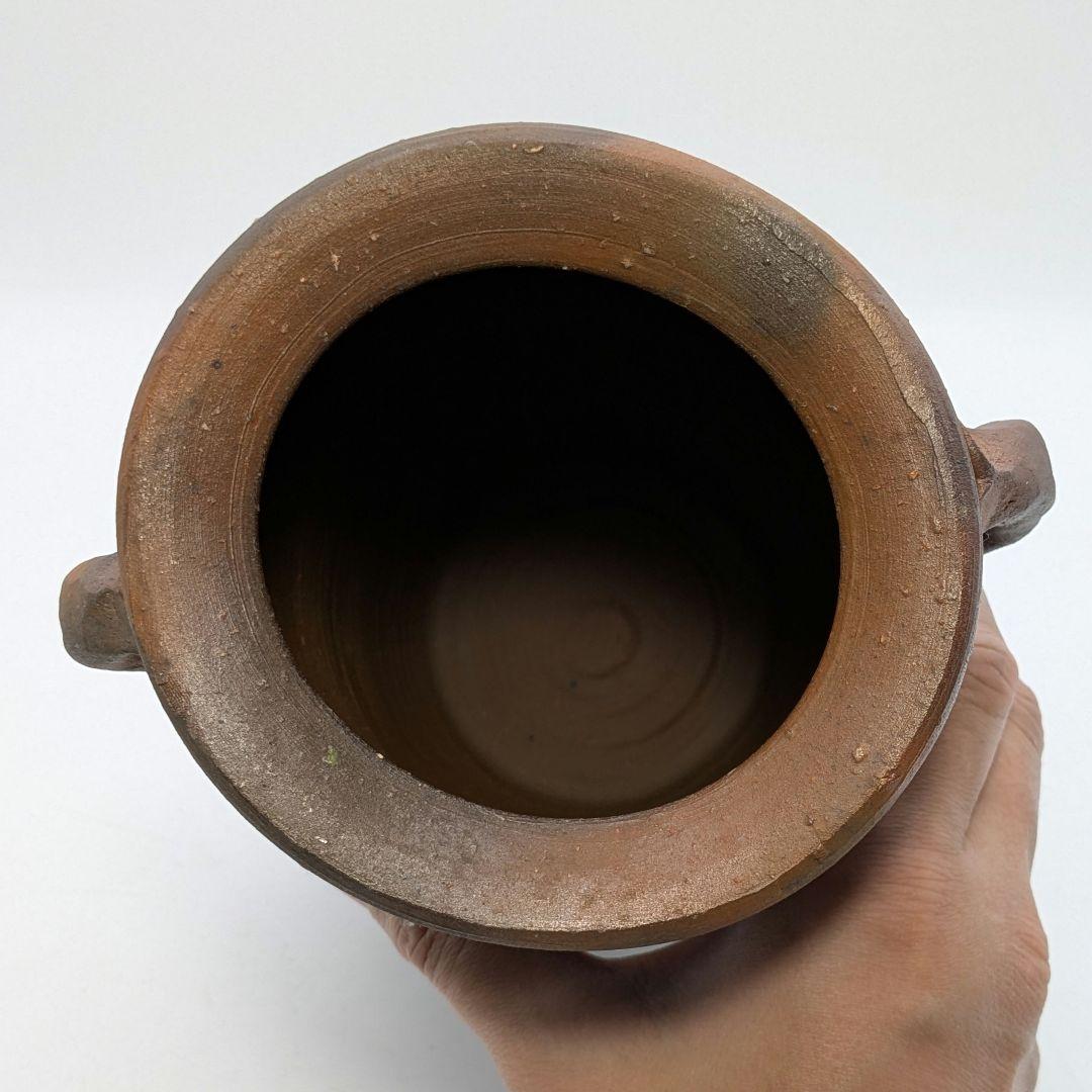 中村眞 備前焼 耳付花入 共箱共布 花瓶 花器 フラワーベース 中村真 華道具