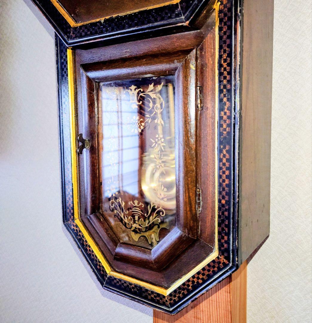 〈完動・美品〉ビクターVictor 　金縁八角尾長ゼンマイ振り子時計