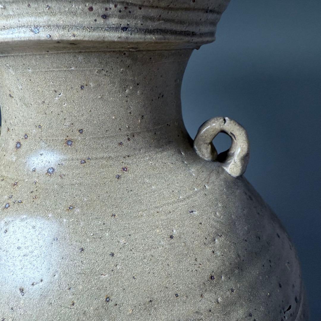 遠州窯　耳付花瓶　共箱付　中国美術　高さ30.5cm　オブジェ　インテリア