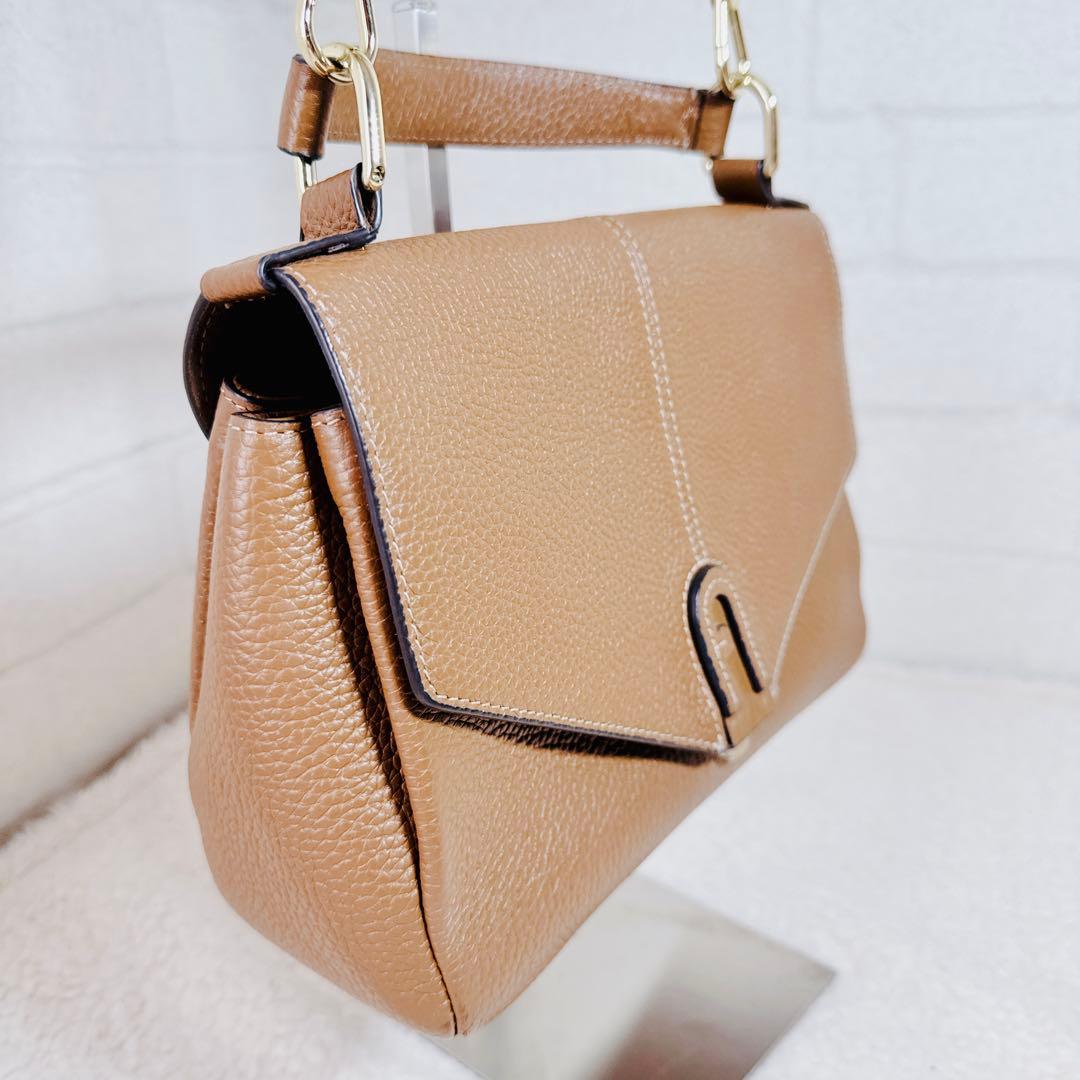 FURLA ダフネ トップハンドル ショルダー アーチロゴ 2way キャメル