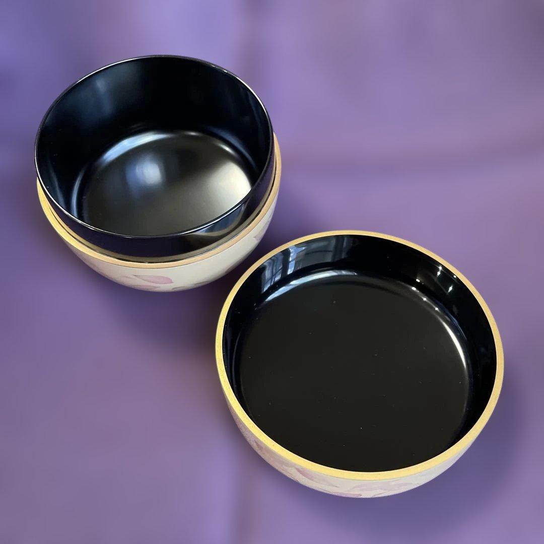 未使用　輪島塗　棗　白漆　崎田 宏　螺鈿（まつむし）　共布　共箱あり