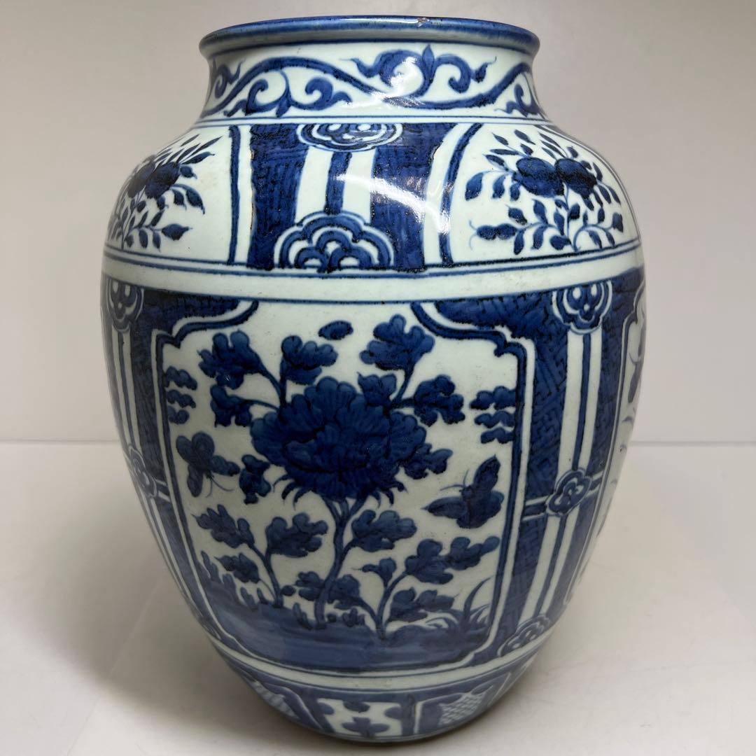 江戸中期　古伊万里　芙蓉手壷　高さ約30㎝　東Y8-0105☆2Fタウチ