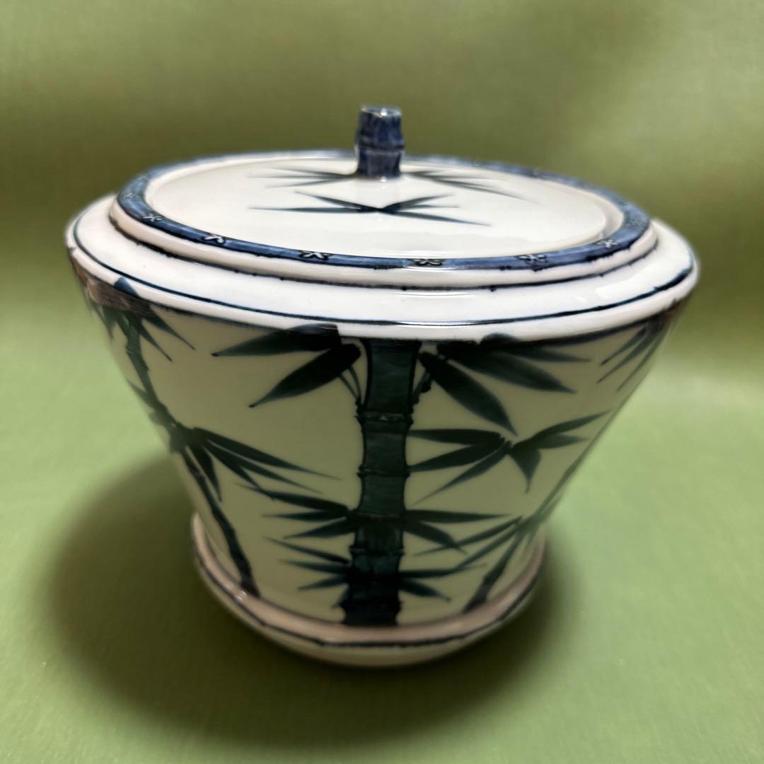 【美品】水指　真葛香斉　竹之絵　共蓋あり