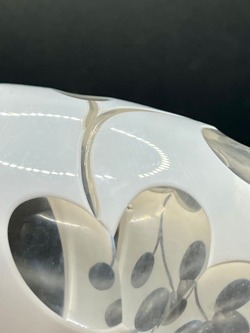 大正ロマン　白被せガラス　切子　盃洗　茶道具　ウランガラス　アンティーク　古道具