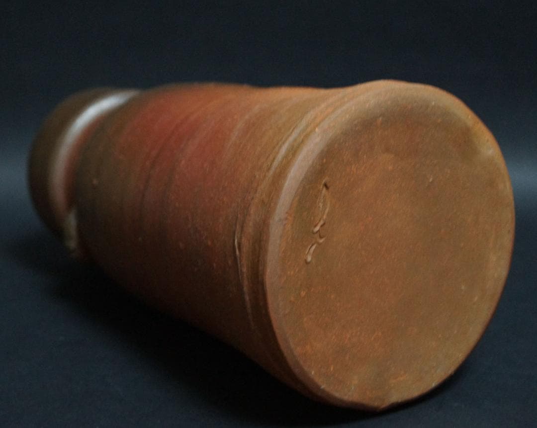 茶道具 備前焼 小林良巳造 耳付花入 窯変 花瓶 飾壺 共箱 / 花器 茶道具